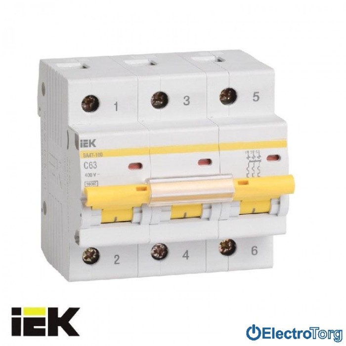 купить купить Автоматический выключатель ВА47-100 3P 10кА С 50A ИЭК(IEK)  