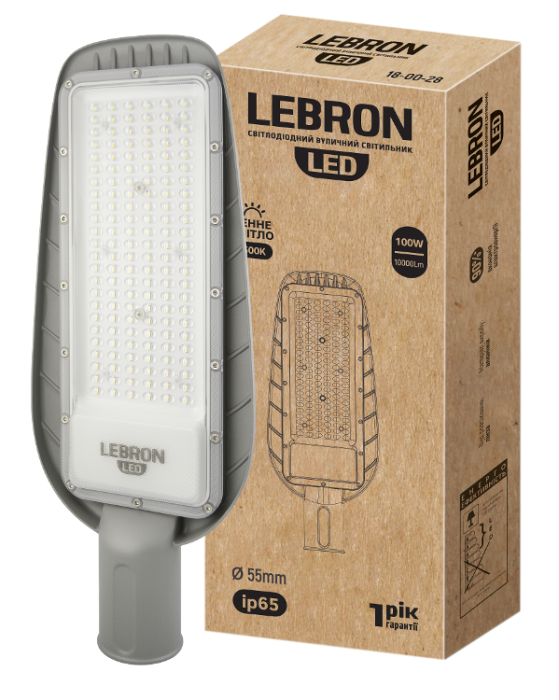 LED світильник LEBRON L-LSL, консольний, 100W,  6500K, 10000Lm, 85-265V