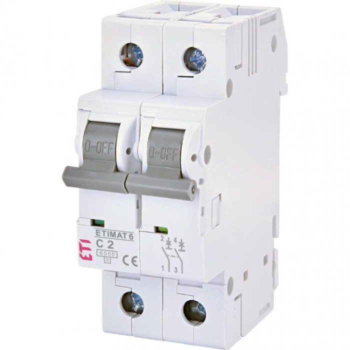 купить купить Автоматичний вимикач ETIMAT 6 2p C 2A (6kA) ETI  