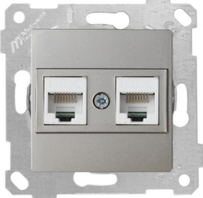 купить купить Розетка компьютерная двойная 2*RJ45 Cat5e RITA MUTLUSAN титановый  