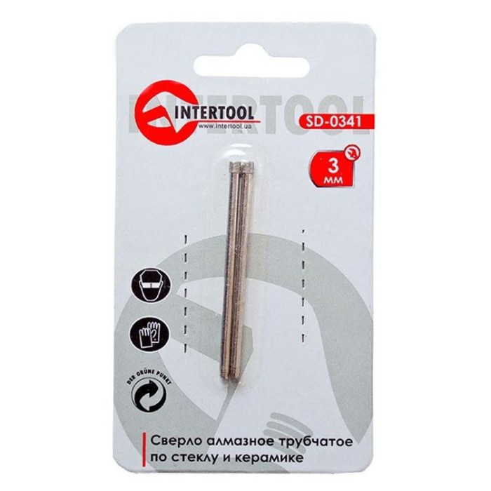 купить купить Сверло алмазное трубчатое по стеклу и керамике 3 мм INTERTOOL SD-0341  
