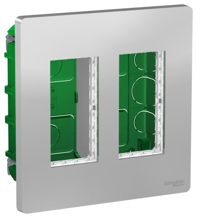 купить купить Блок unica system+ скрытый монтаж 2х2 алюминий Schneider Electric (Шнайдер Электрик)  