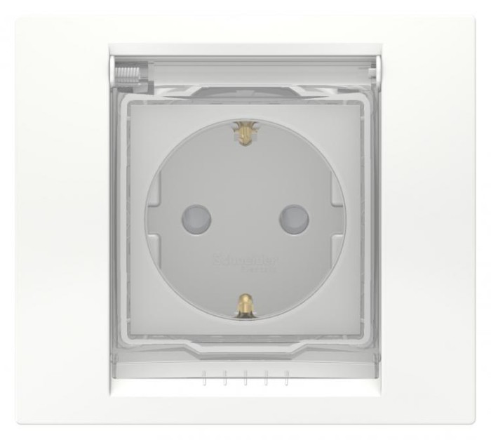 купить купить Розетка с з/к шторки прозрачная крышка IP44 белый Unica New Schneider Electric (Шнайдер Электрик)  