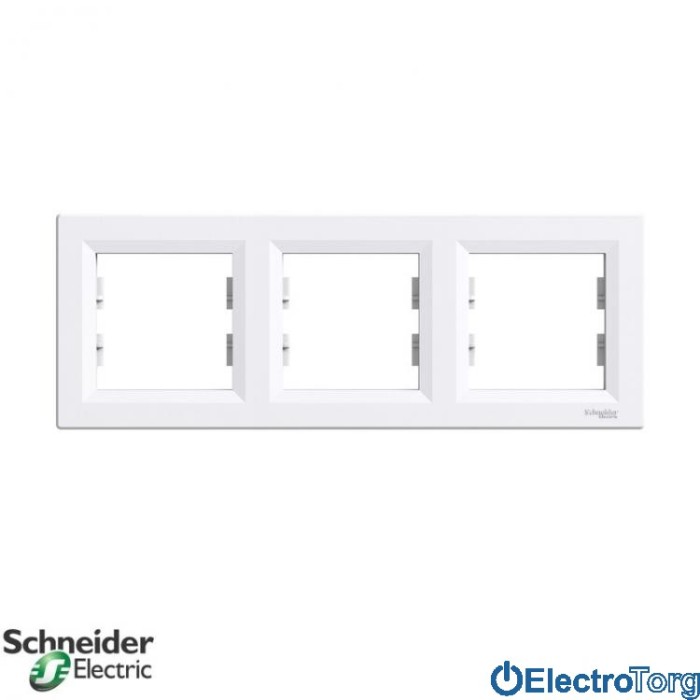 Рамка 3-постовая горизонтальная белая Asfora Schneider Electric (Шнайдер Электрик)