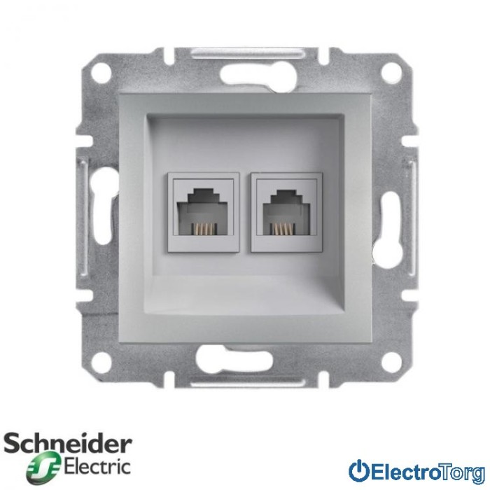 купить купить Розетка телефонная двойная четырехконтактная алюминий Asfora Schneider Electric (Шнайдер Электрик)  