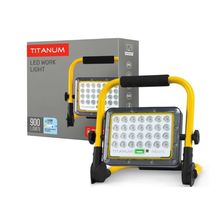 купить купить LED прожектор акумуляторний IP65 TITANUM 20W 900Lm 5000K  