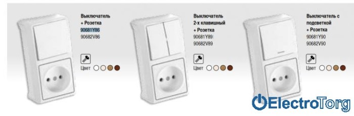 купить купить VI KO VERA  Блок вертикальный ВЫКЛЮЧАТЕЛЬ+РОЗЕТКА  