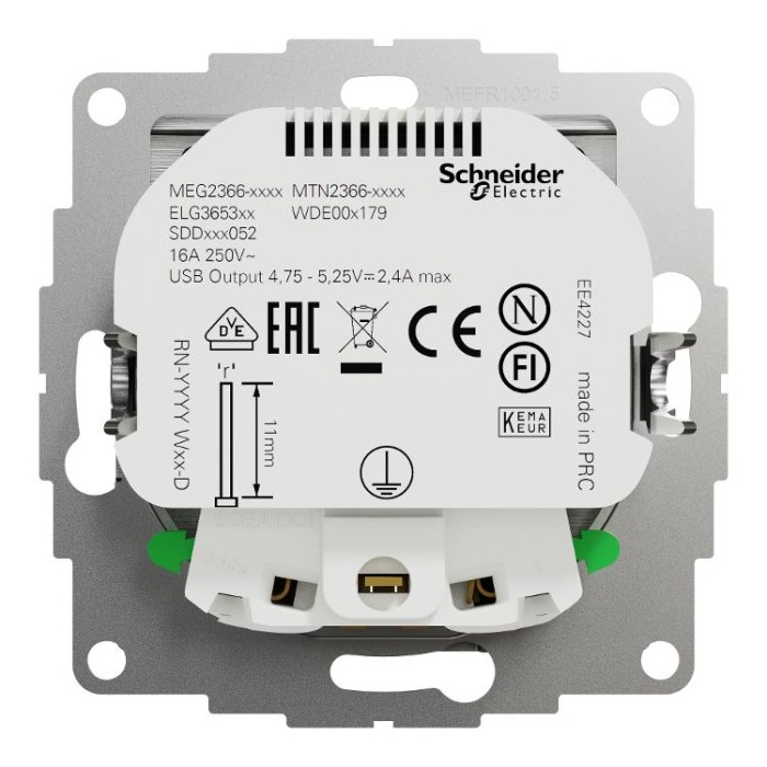 Розетка з заземленням + 2 USB тип А Матовий алюміній Sedna Elements Schneider Electric