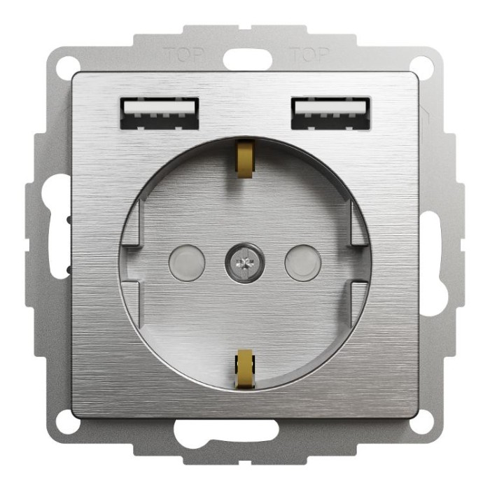 Розетка з заземленням + 2 USB тип А Матовий алюміній Sedna Elements Schneider Electric