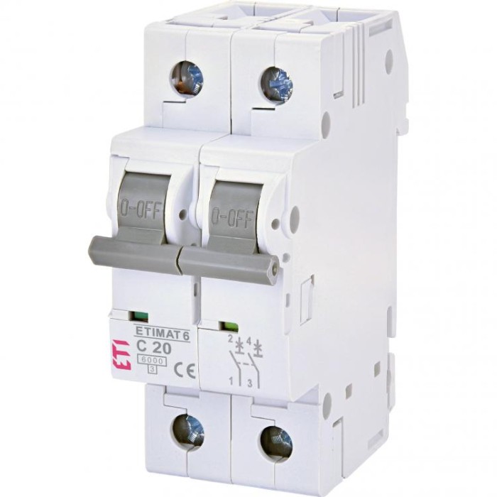 купить купить Автоматичний вимикач ETIMAT 6 2p C 20А (6 kA) ETI  