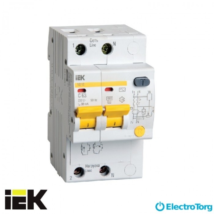 купить купить Диф.автомат АД12 2Р 25А 30мА ИЭК(IEK)  