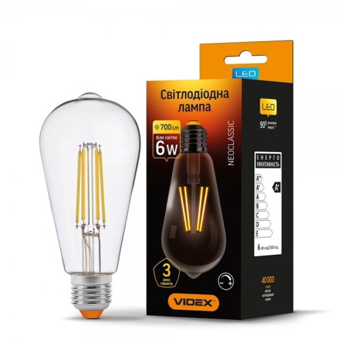 купить купить LED лампа Filament ST64FD 6W E27 4100K диммерная VIDEX  