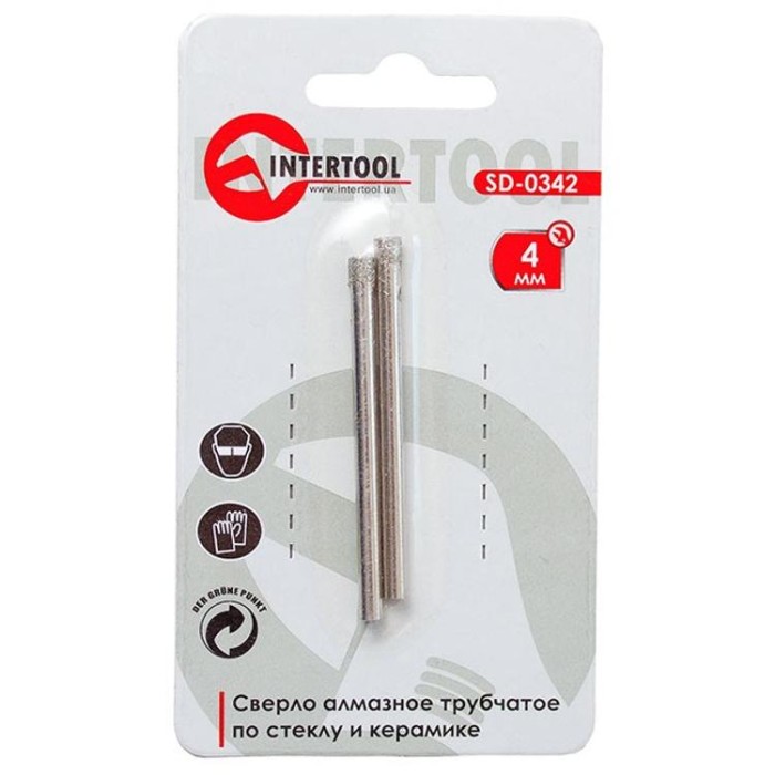 купить купить Сверло алмазное трубчатое по стеклу и керамике 4 мм INTERTOOL SD-0342  