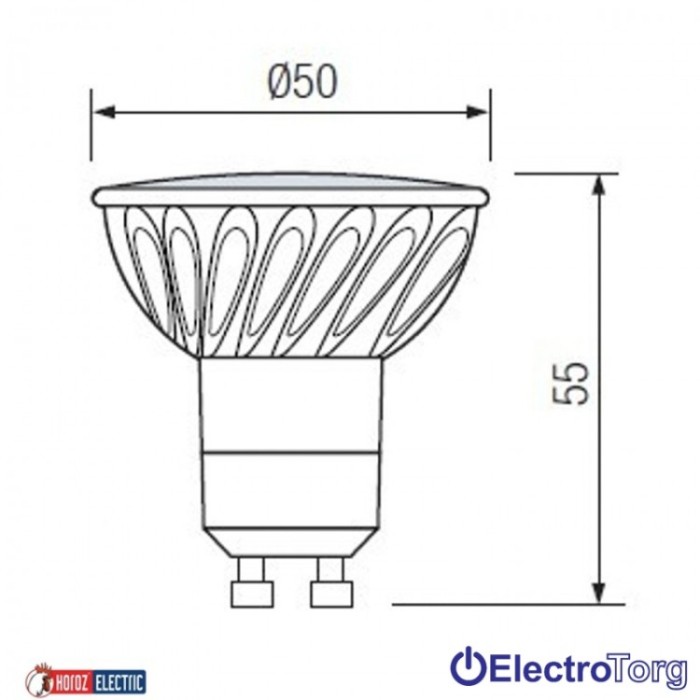 Лампа светодиодная SMD LED GU10 100-250V 6W 6400K Horoz Electric  