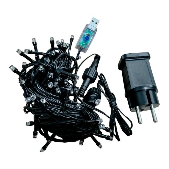 купить купить Светодиодная гирлянда уличная VELMAX V-SSL, линейная 10м, 100LED, RGB, USB, черный кабель, IP65  
