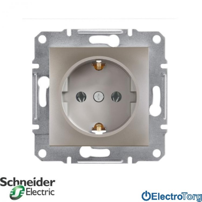 Розетка с заземлением одинарная бронза Asfora Schneider Electric (Шнайдер Электрик)