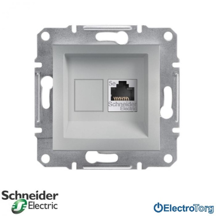купить купить Розетка RJ45 компьютерная Кат.5e UTP одинарная алюминий Asfora Schneider Electric (Шнайдер Электрик)  