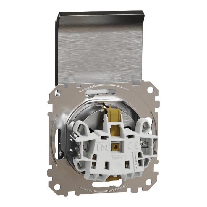 купить купить Розетка з заземленням, зі шторками та кришкою Матовий алюміній Sedna Elements Schneider Electric  