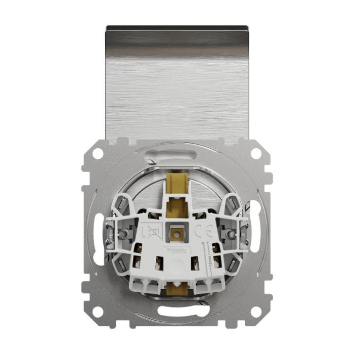 Розетка з заземленням, зі шторками та кришкою Матовий алюміній Sedna Elements Schneider Electric
