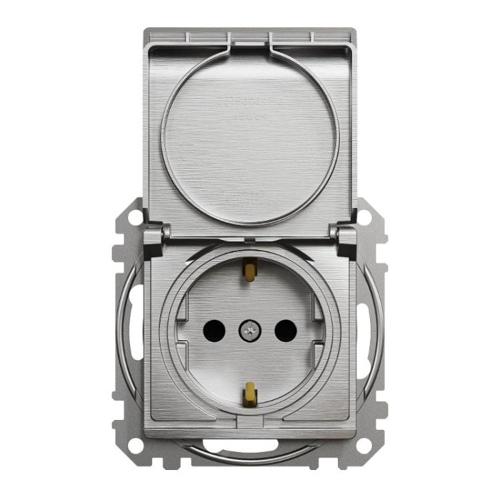 Розетка з заземленням, зі шторками та кришкою Матовий алюміній Sedna Elements Schneider Electric