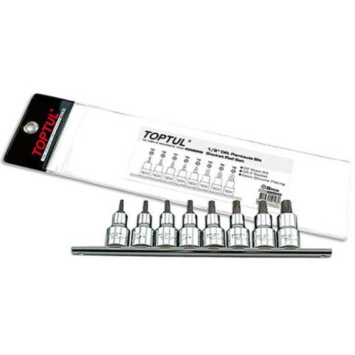 купить купить Набор головки с насадкой пятигранные с отверстием TOPTUL 1/2&quot; TORX T20-T55 8ед. GAAG0806  