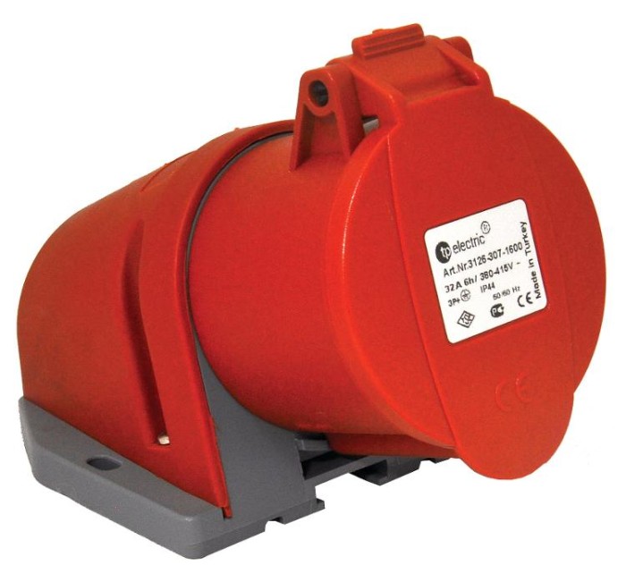 купить купить Розетка силова настінна 32А/4 (3Р+РЕ) IP44, TP electric (3126-307-1600)  