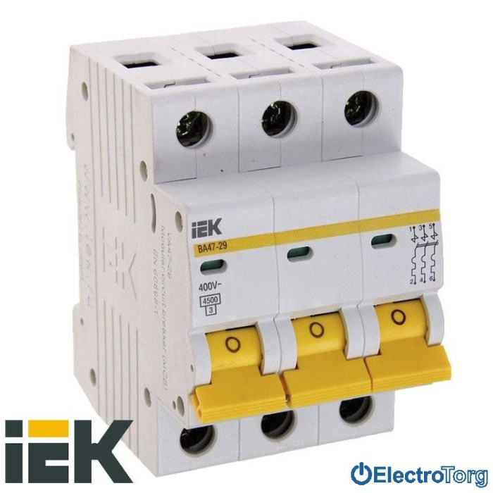 купить купить АВТОМАТИЧЕСКИЙ ВЫКЛЮЧАТЕЛЬ ВА47-60 3P 6КА C 4A ИЭК(IEK)  