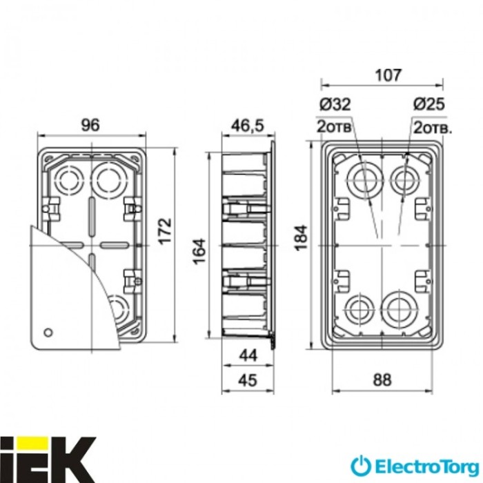 купить купить Коробка КМ40024 уст. (подрозетник, стакан) 3-х местная d212х70x45 для полых стен ( с сам) ИЭК  