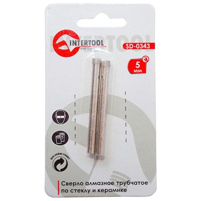 купить купить Сверло алмазное трубчатое по стеклу и керамике 5 мм INTERTOOL SD-0343  