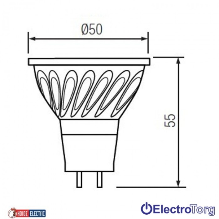 Лампа светодиодная SMD LED GU5.3 100-250V 6W 6400K Horoz Electric  
