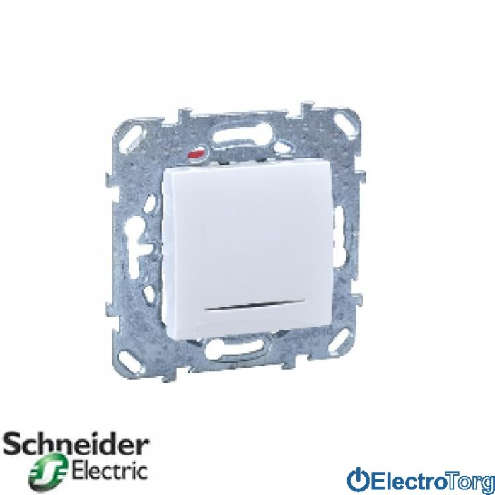 Выключатель 1-клавишный с индикатором 10AX белый Unica Schneider