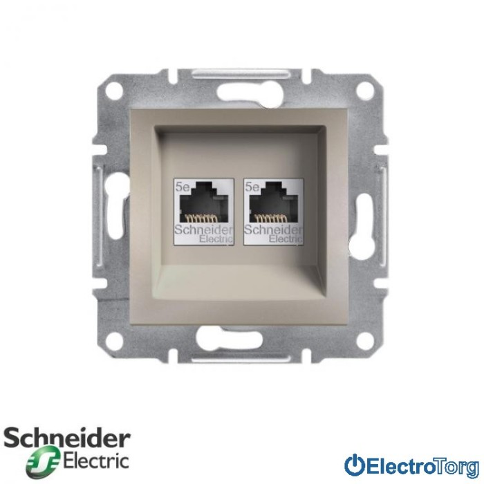 купить купить Розетка компьютерная двойная RJ45 Кат.5e UTP бронза Asfora Schneider Electric (Шнайдер Электрик)  