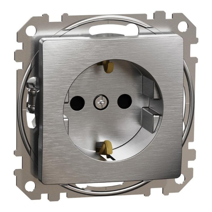 купить купить Розетка з заземленням та зі шторками Матовий алюміній Sedna Elements Schneider Electric  