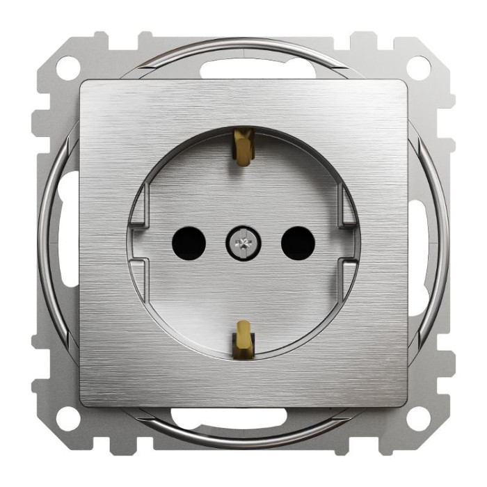 Розетка з заземленням та зі шторками Матовий алюміній Sedna Elements Schneider Electric