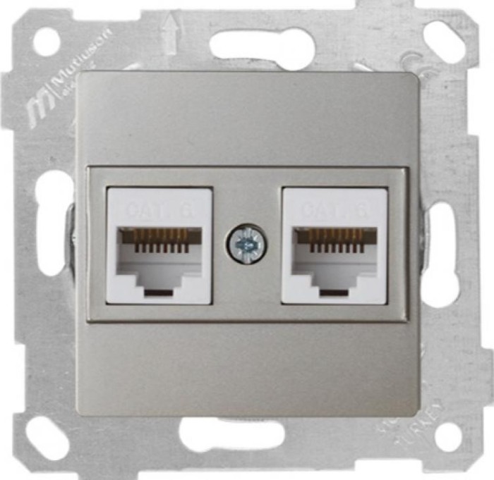купить купить Розетка компьютерная двойная 10А 2*RJ45 Cat6 RITA MUTLUSAN титановый  