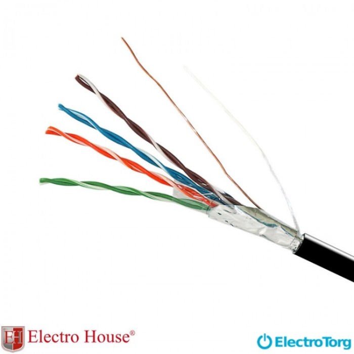 купить купить Кабель FTP cat5e 4х2х0,51 CCA ПЕ EH.LAN-26 черный с проволокой ElectroHouse  