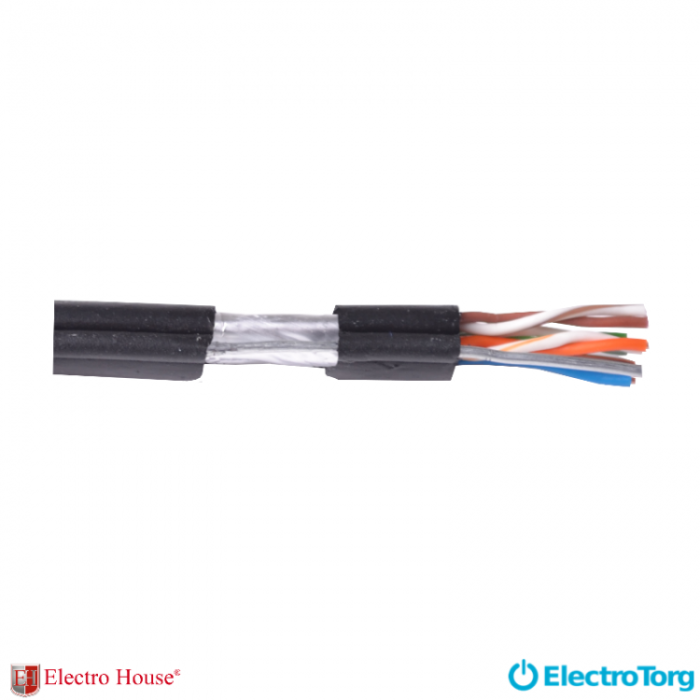 купить купить Кабель FTP cat5e 4х2х0,51 CCA ПЕ EH.LAN-26 черный с проволокой ElectroHouse  