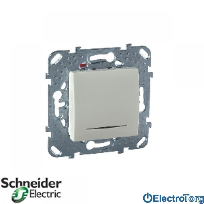 Выключатель 1-клавишный с индикатором 10AX бежевый Unica Schneider