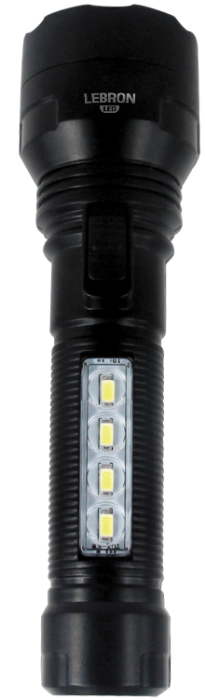 LED ліхтар ручний акумуляторний LEBRON L-HL-40, ABS, чорний, 2W + 0,8W, 1200mAh Li-Ion