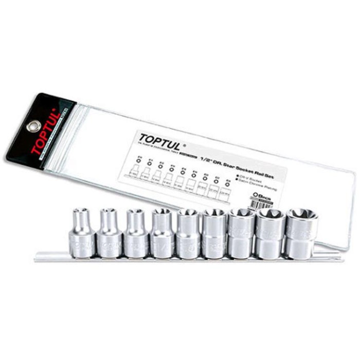 купить купить Набор головок TORX на планке TOPTUL 1/2&quot; E10-E24 9ед. GAAG0901  
