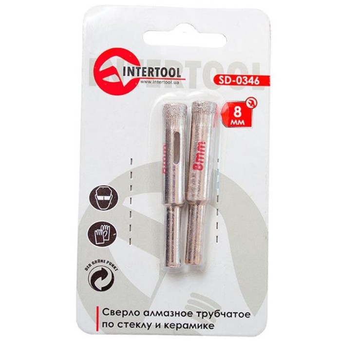 купить купить Сверло алмазное трубчатое по стеклу и керамике 8 мм INTERTOOL SD-0346  