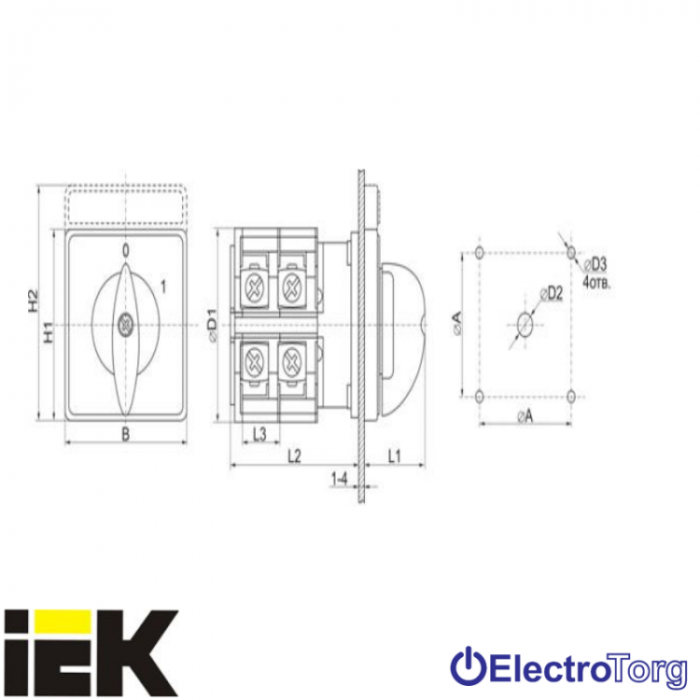 купить купить Переключатель кулачковый ПКП32-63/О 32А "Ic-O-Ia-Ib" 3Р/400B ИЭК  
