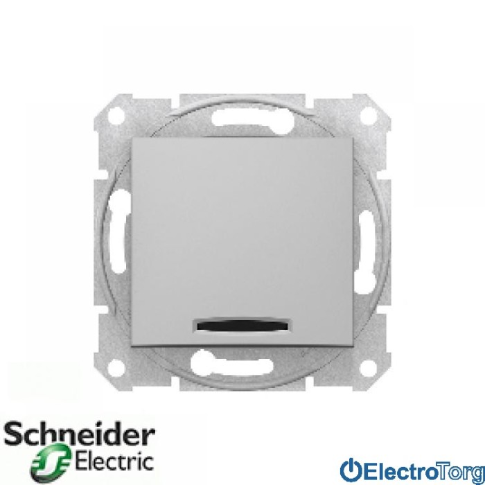 Выключатель 1-клавишный 10AX с индикатором алюминиевый Sedna Schneider Electric (Шнайдер Электрик)