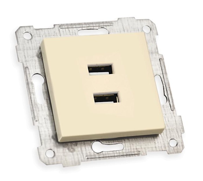 купить купить Механізм розетки 2гн USB горизонтальної, RITA, Mutlusan, крем, (2200 449 0102)  