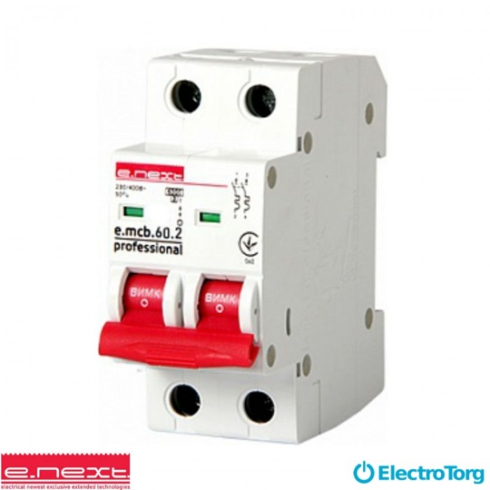 купить купить Авт. выкл. e.mcb.pro.60.2.С 20 new, 2р, 20А, С, 6кА new e-next  