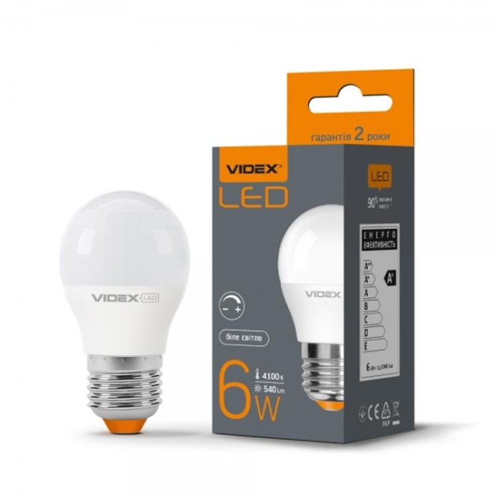 купить купить LED лампа G45eD 6W E27 4100K диммерная VIDEX  