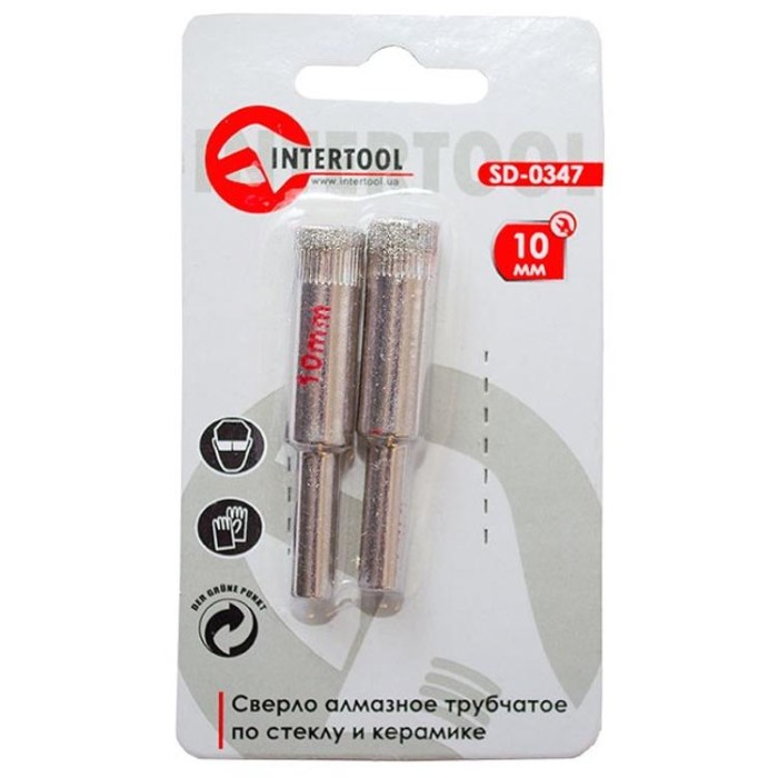 купить купить Сверло алмазное трубчатое по стеклу и керамике 10 мм INTERTOOL SD-0347  