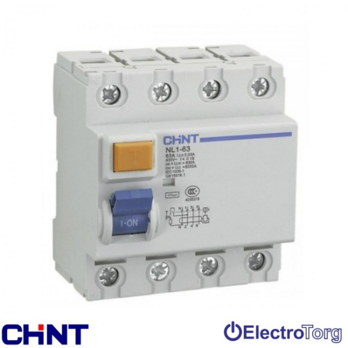купить купить УЗО электронное ВДТ NL1Е-63 6kA 4P 25A - 30mA Chint  