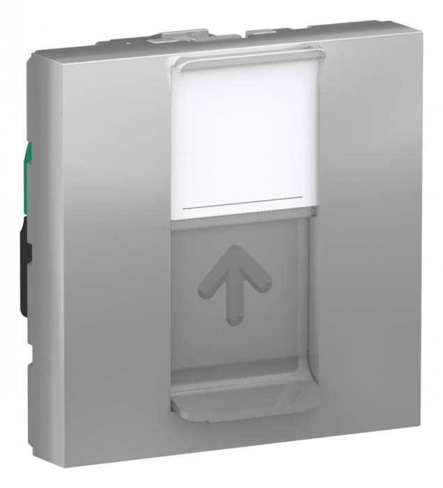 купить купить Розетка компьютерная RJ45 одинарная кат 5 UTP 2м алюминий Unica New Schneider Electric (Шнайдер Электрик)  