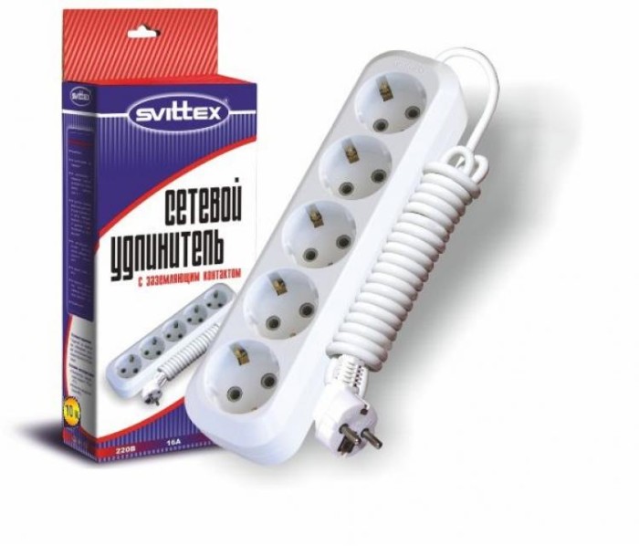 купить купить Удлинитель 10м &quot;SVITTEX&quot; 2500Вт 220В 16А (заземление)  